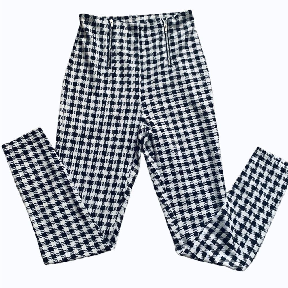 SHEIN black & White Plaid Hi-Rise Pants Size XS
